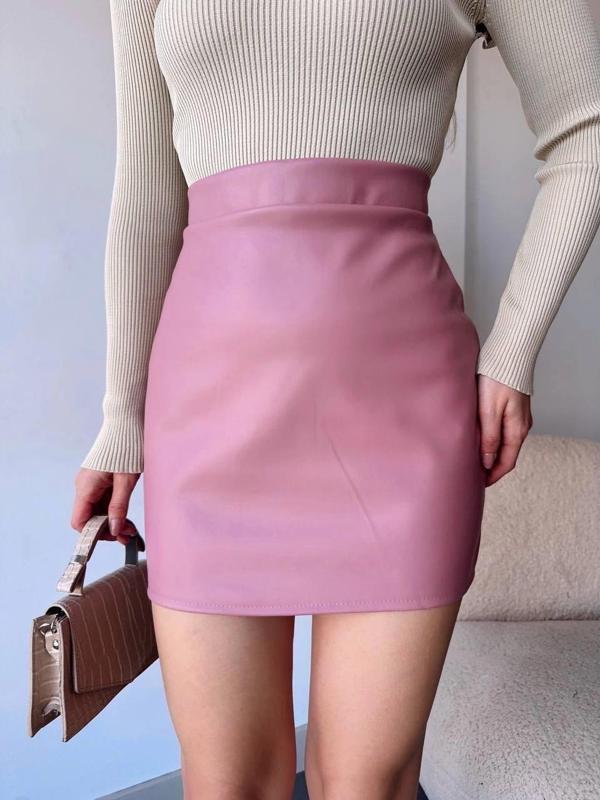 BİÇOMİ Düz deri etek pudra h24468 - Image 1