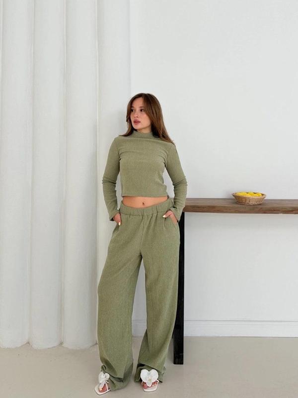 BİÇOMİ Balıkçı yaka örme takım mint st265865 - Image 1