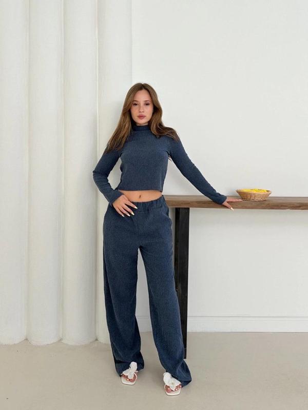 BİÇOMİ Balıkçı yaka örme takım lacivert st265865 - Image 1