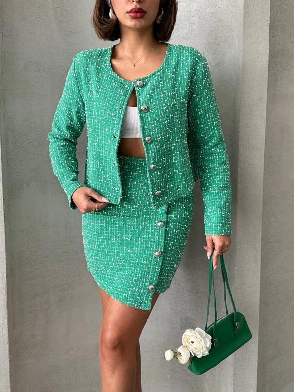 BİÇOMİ Ceketli etek takım chl kumaş yeşil h24443 - Image 1