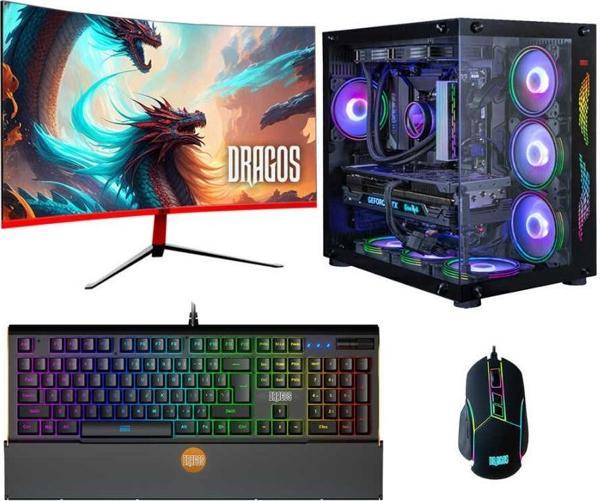 Dragos DRx6127 Ryzen 7 5700X 16GB Ram 1TB M.2 NVMe SSD 8GB RTX4060 27 İnç 165Hz Curved Monitör Oyuncu Bilgisayarı - Image 1