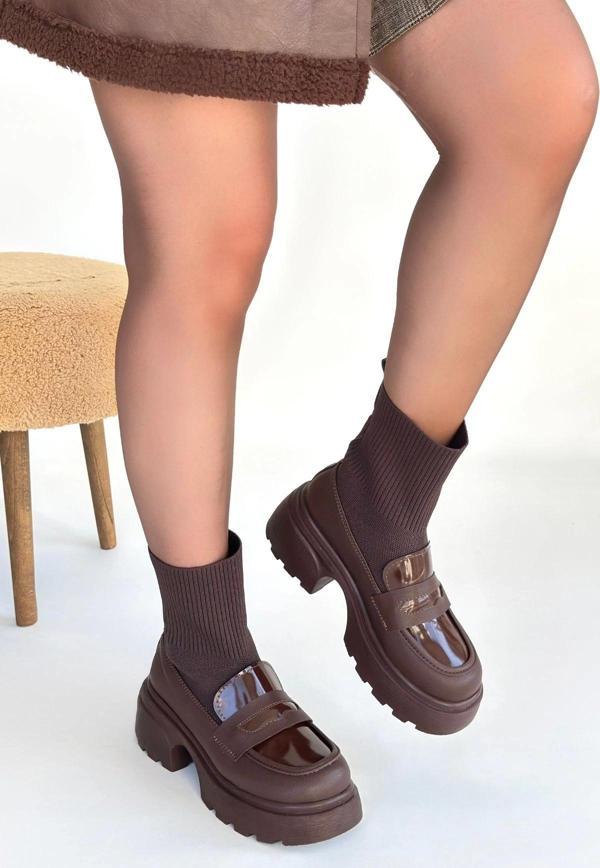 Wanye Kahverengi Cilt Cilt Streçli Bot - Image 1