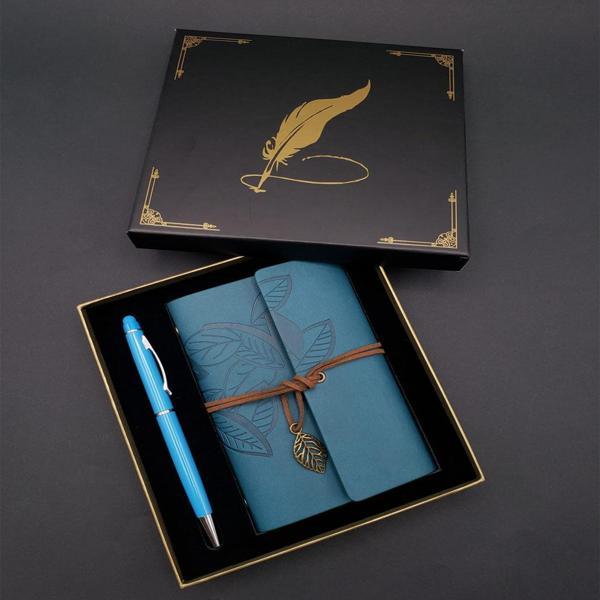 Metal Kalem ve Mavi Deri Defter - Image 1