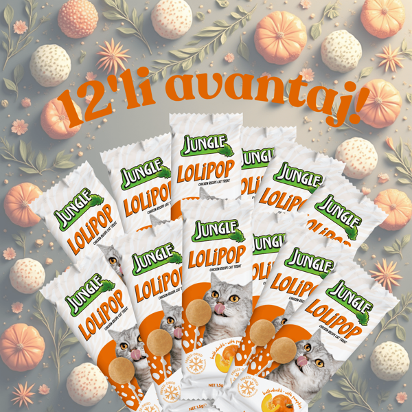 Jungle Kedi Lolipop Balkabaklı 1,5 g *12'li Avantaj Paketi - Image 1