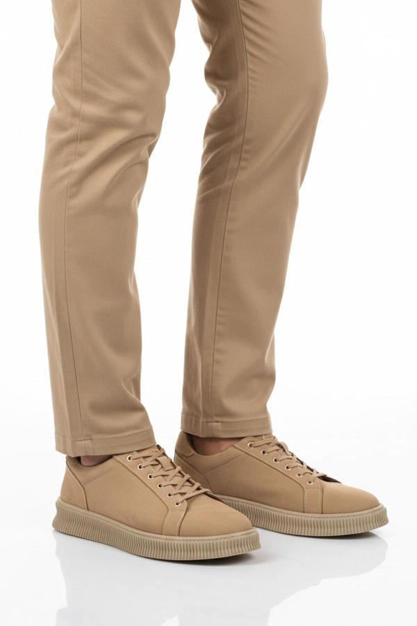 Kum Nubuk Hakiki Deri Büyük Numara Erkek Casual Ayakkabı 2516 M - Image 1