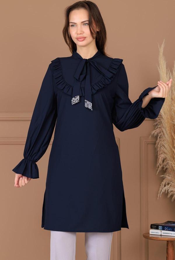 Asil Tesettür Tunik Lacivert - Image 1