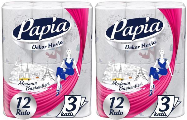 Papia Kağıt Havlu Decor (Modanon Başkentleri Desenli) 24 Lü Set (2PK*12) - Image 1