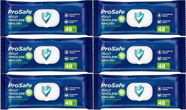 Prosafe Hasta Vücut Temizleme Islak Mendil Havlu 48 Yaprak XL (6 Lı Set) Plastik Kapak - Image 1