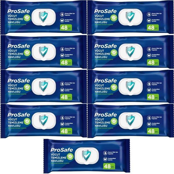 Prosafe Hasta Vücut Temizleme Islak Mendil Havlu 48 Yaprak XL (9 Lu Set) Plastik Kapak - Image 1