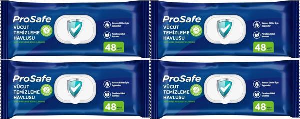 Prosafe Hasta Vücut Temizleme Islak Mendil Havlu 48 Yaprak XL (4 Lü Set) Plastik Kapak - Image 1