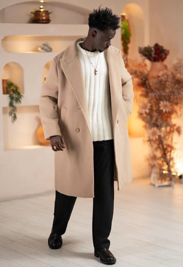 İtalyan Geniş Yaka Oversize (Bol Kesim) Salaş Uzun Kaban - Image 1