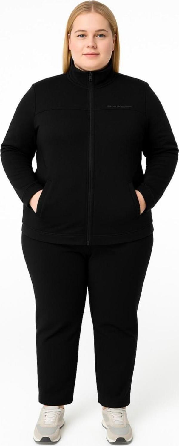 Kadın Siyah Büyük Beden Eşofman Takımı-T-1014 - Image 1