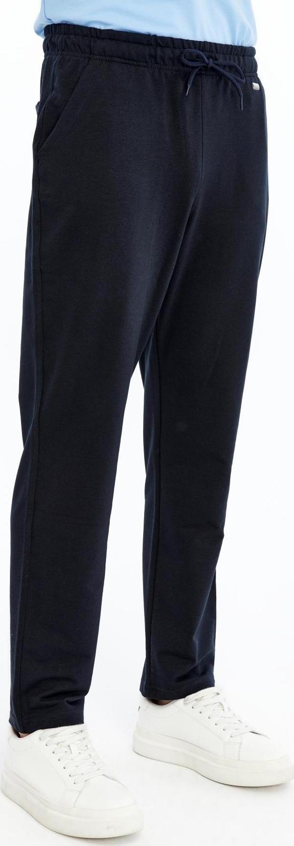 Erkek Lacivert Cepli Düz Paça Arka Cepli Büyük Beden Eşofman Alt-P490 - Image 1