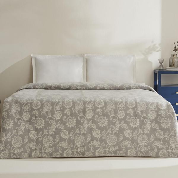 Karaca Home Glorinda Çift Kişilik Akrilik Battaniye Açık Gri - Image 1