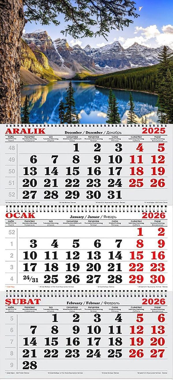 2026 Yılı Gemici Takvimi- Moraine Gölü ve Rocky Dağları - Image 1