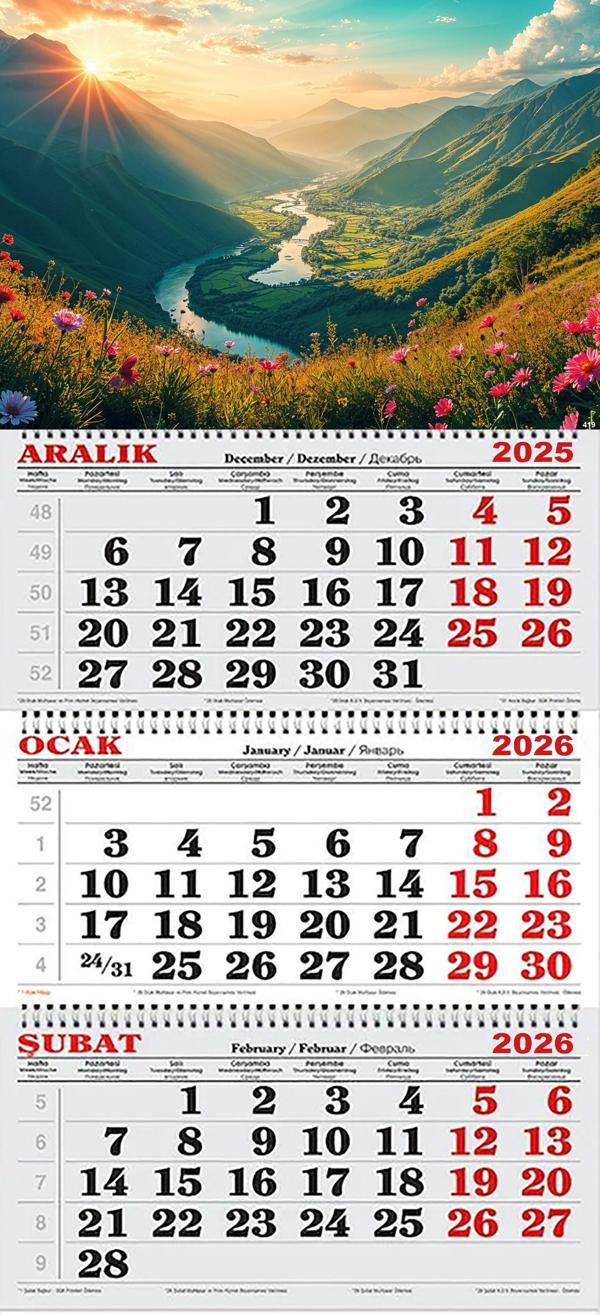 2026 Yılı Gemici Takvimi- Dağlar Arasındaki Nehir ve Manzara - Image 1