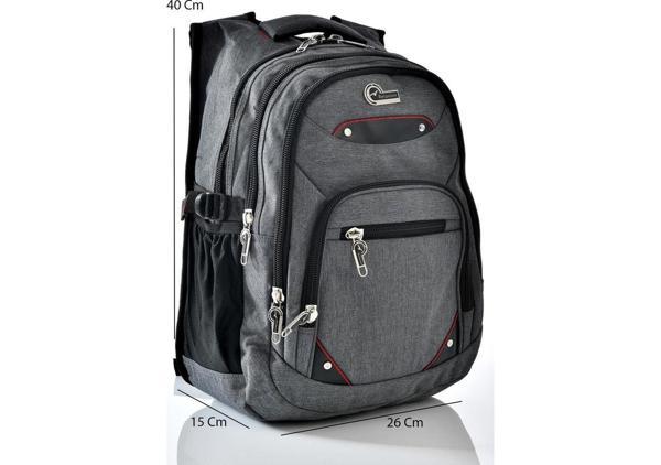 Gri 2225 Su Geçirmez Astarlı Kumaş Sırt Çantası - Image 1