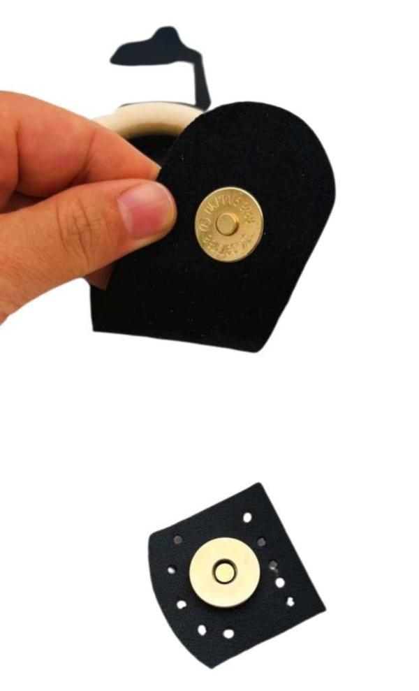 Angel Çanta Aksesuar Tek Kat Suni Deri Ahşap Tokalı Siyah Kapak - Image 1