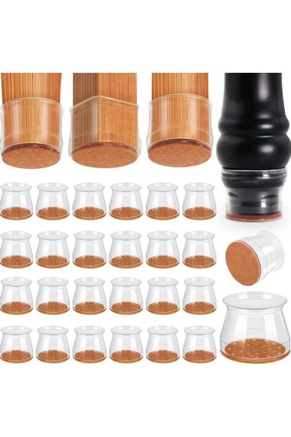 Mucit Home 24 Adet (2,5CM VE 2,9 CM) Keçeli Sandalye Susturucu Sandalye Pabucu Keçe Zemin Koruyucu Kaydırmaz - Image 1