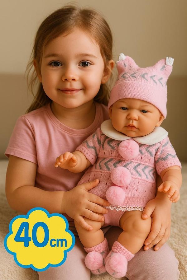 Gerçek Görünümlü Pembe Elbiseli 40 CM Dayanıklı Kolay Temizlenir Kız Çocukları İçin Hediye Bebek - Image 1