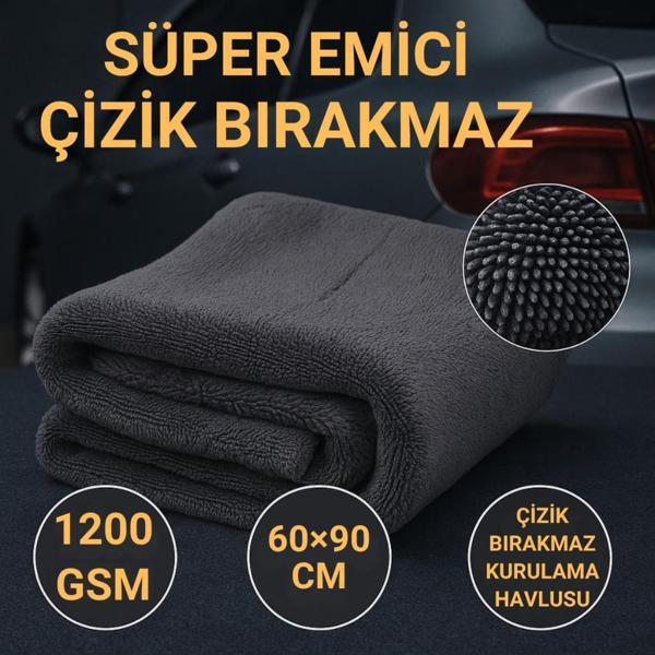 Coofbe Profesyonel 60x90CM 1200GSM Ultra Kalın Mikrofiber Araç Kurulama Havlusu Oto Yıkama Bezi Kurutma Havlusu - Image 1