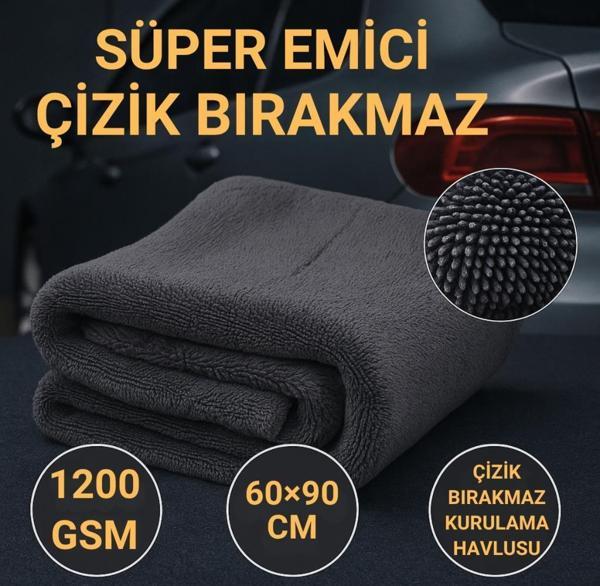 Coofbe Profesyonel 60x90CM 1200GSM Ultra Kalın Mikrofiber Araç Kurulama Havlusu Oto Yıkama Bezi Kurutma Havlusu - Image 1