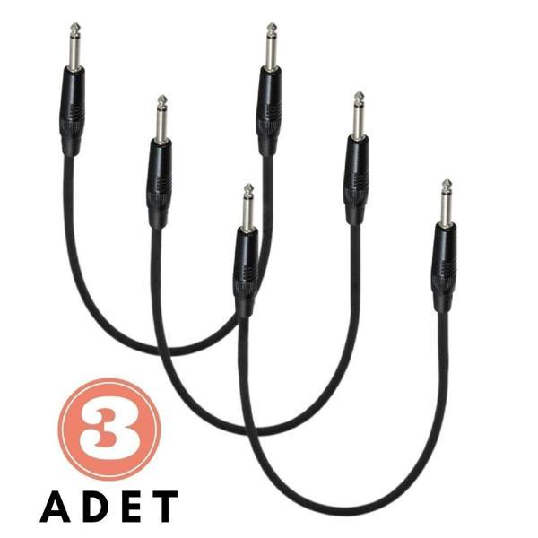 Pedal Bağlantı Kablosu Efekt Pedal Ara Kablosu Siyah Çift Jaklı Düz/Düz 3 ADET - Image 1