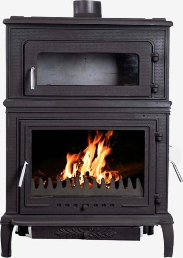 TDS Plazma X Fırınlı, Yan Kapaklı,Yan Camlı,  Alttan Küllüklü Döküm Şömine Soba - Image 1