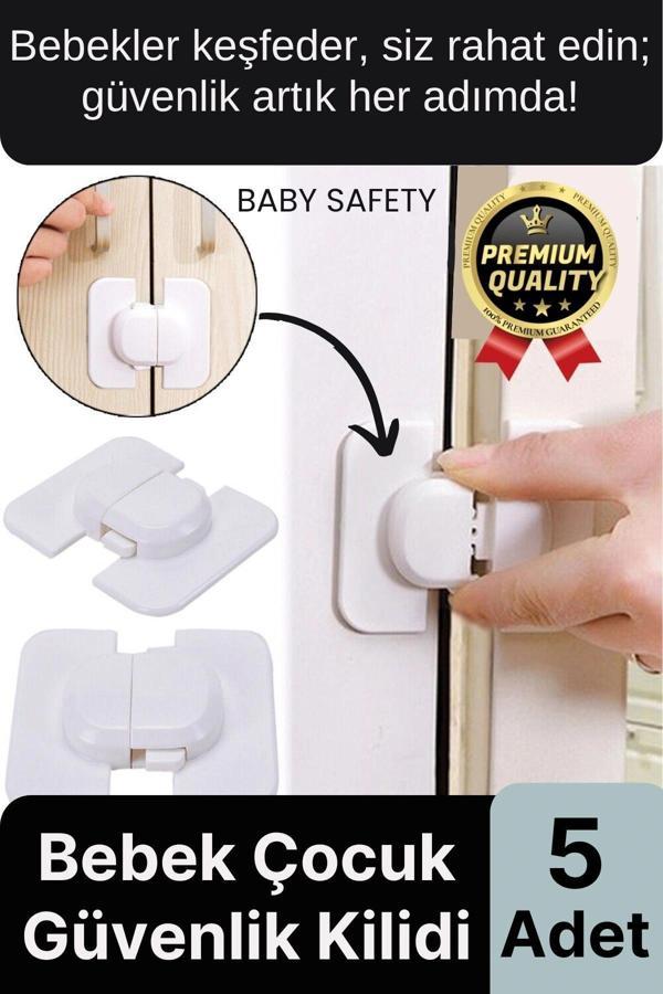 Özel Tasarım Buzdolabı Çekmece Pencere Dolap Sabitleyici 5 Adet Çocuk Bebek Koruyucu Güvenlik Kilidi - Image 1