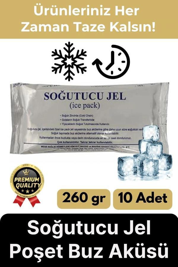 Premium Güvenli Malzeme Dayanıklı Seyahat Yolculuk Yiyecek Soğutucu Jel Poşet Buz Aküsü 260gr 10Adet - Image 1