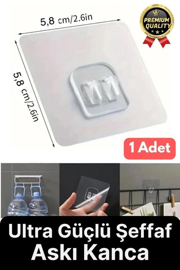 1 Adet Ultra Güçlü Şeffaf Suya Dayanıklı İz Bırakmaz Mutfak Banyo Raf Tablo Ayna Tutucu Askı Kanca - Image 1