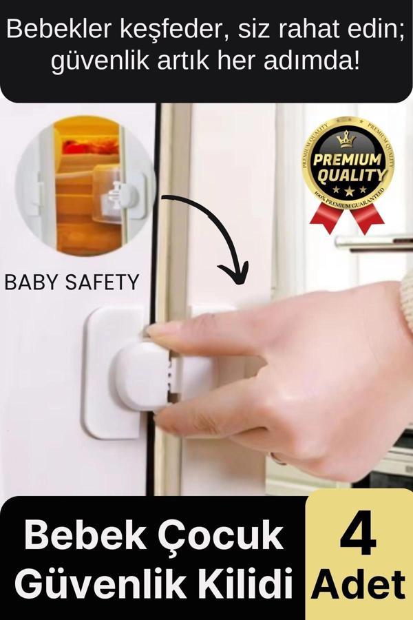 Özel Tasarım Buzdolabı Çekmece Pencere Dolap Sabitleyici Bebek Çocuk Koruyucu Güvenlik Kilidi 4 Adet - Image 1