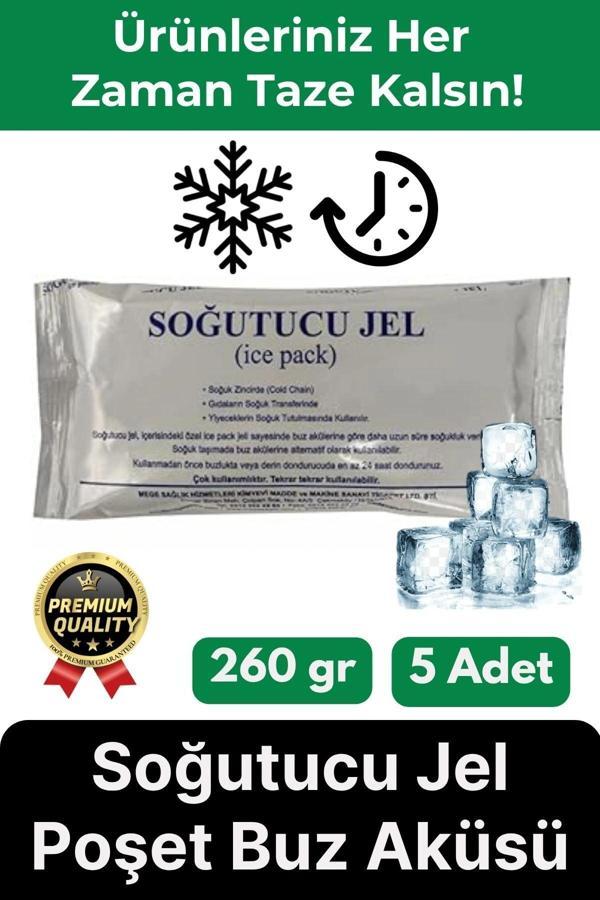 Premium Güvenli Malzeme Dayanıklı Yolculuk Seyahat Yiyecek Soğutucu Jel Poşet Buz Aküsü 260gr 5 Adet - Image 1