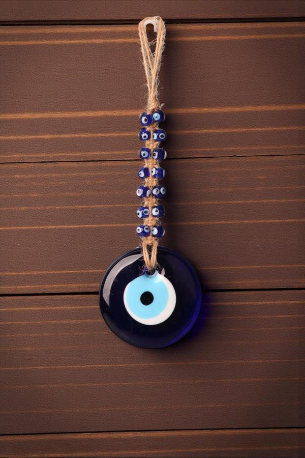 Lüks Makrome Hasır İşlemeli Büyük Nazar Boncuğu Duvar ve Kapı Süsü Dekoratif Ev Ofis Hediyesi Mdl: 4 - Image 1