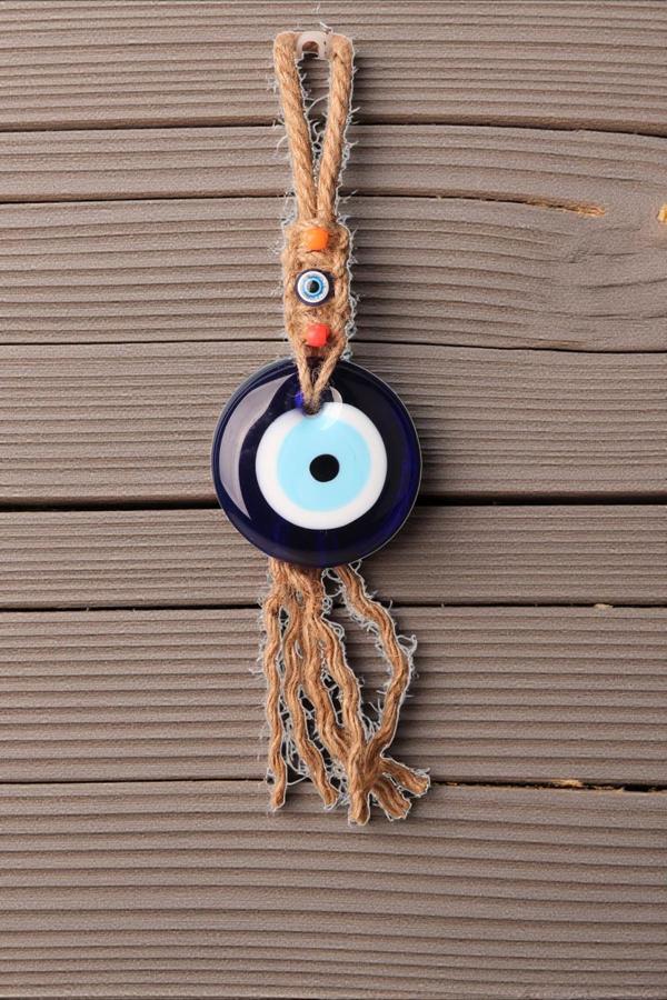 Lüks Makrome Hasır İşlemeli Büyük Nazar Boncuğu Duvar ve Kapı Süsü Dekoratif Ev Ofis Hediyesi Mdl: 2 - Image 1