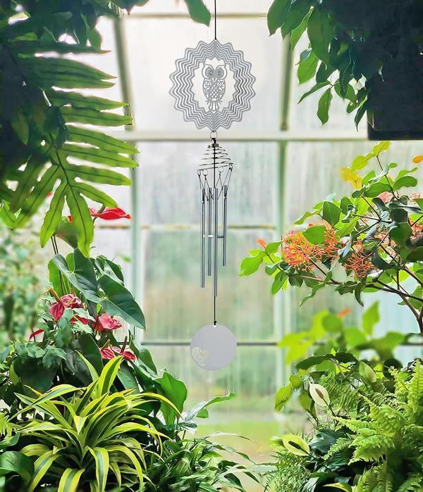 Feng Shui Baykuş Temalı Rüzgar Çanı Dış Mekan Bahçe Balkon Süsü Yeni Ev & Arkadaş Hediyesi 60 cm. - Image 1