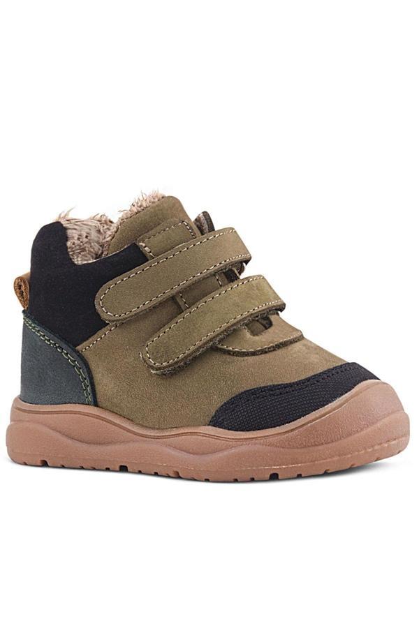 Rakerplus Hakiki Deri Haki Yeşil Cırtlı Çocuk Spor Bot - Image 1