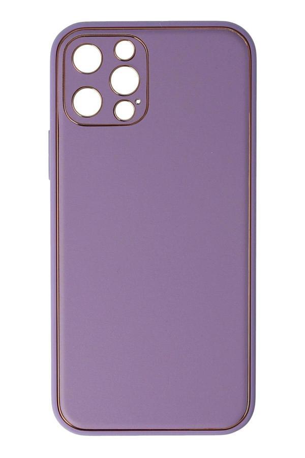 iPhone 12 Pro Kılıf Coco Deri Silikon Kapak - Lila-(5796) - Image 1