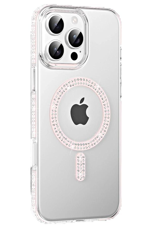 Apple iPhone 16 Pro Max Move Taşlı Magsafe Kapak - Gümüş-(5796) - Image 1