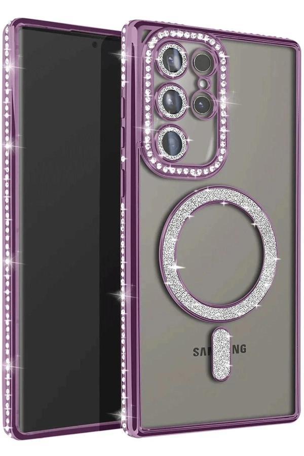 Samsung Galaxy S23 Ultra Joke Simli Magneticsafe Kılıf - Derin Mor-(5796) - Image 1