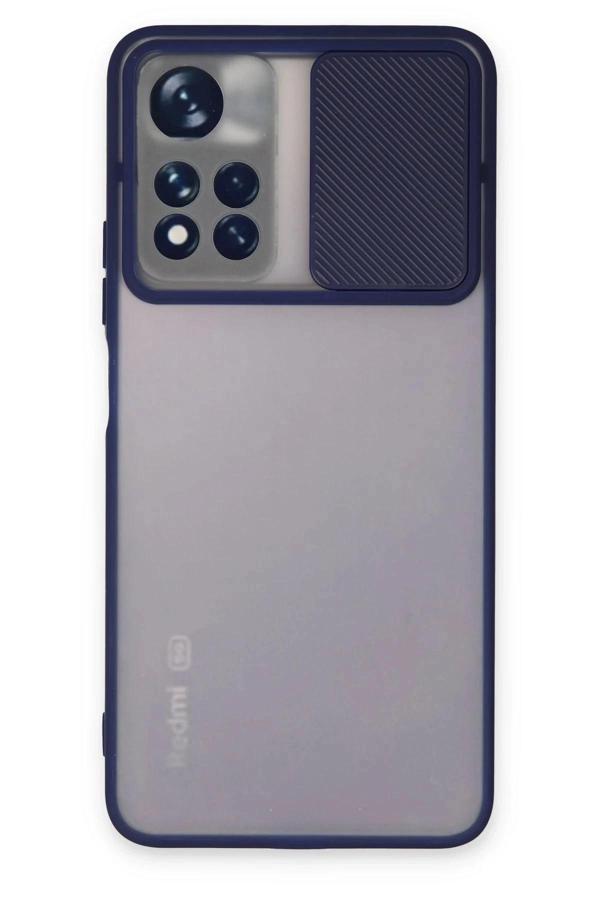 Xiaomi Redmi Note 11 Pro Plus 5G Kılıf Palm Buzlu Kamera Sürgülü Silikon - Lacivert-(5796) - Image 1