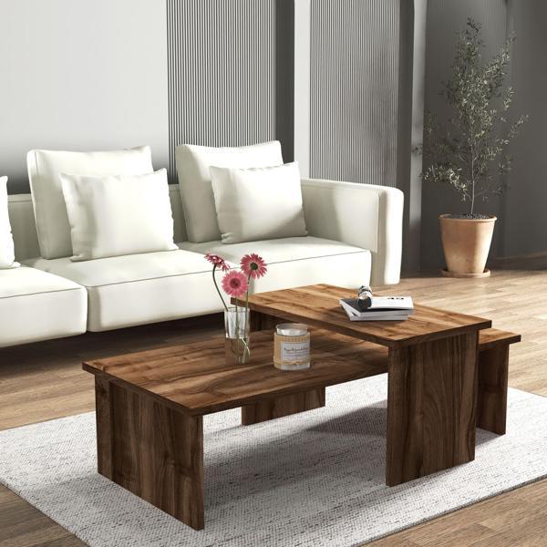 Vera 2'li Orta Sehpa , Servis Sehpası Sandık (Ceviz) - Image 1