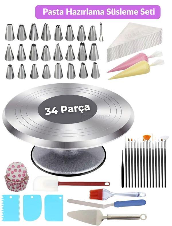 34 Parça Pasta Süsleme Hazırlık Seti – Profesyonel ve Hobi Kullanım İçin Eksiksiz Dekorasyon Takımı - Image 1