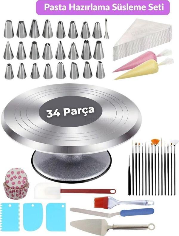 34 Parça Pasta Süsleme Hazırlık Seti – Profesyonel ve Hobi Kullanım İçin Eksiksiz Dekorasyon Takımı - Image 1