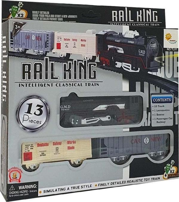 Duman Pilli Işıklı Oyuncak Tren Seti Ekspres 13 Parça - Image 1