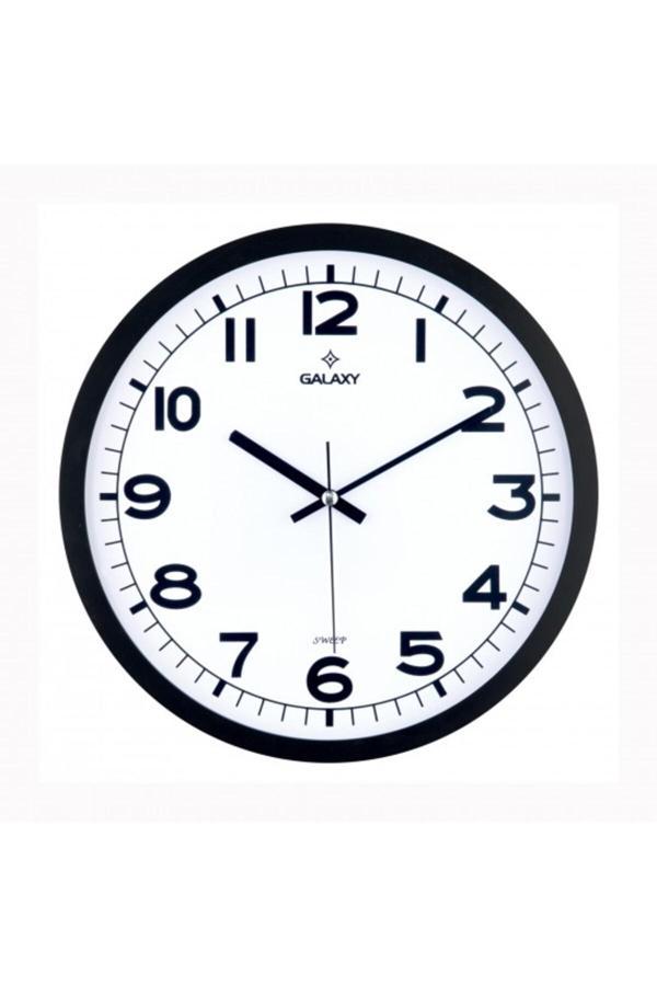Galaxy Duvar Saati Siyah Çerçeve Çap:29.5Cm Akrilik Boyalı Abs Çerçeve Mineral Cam Sess - Image 1