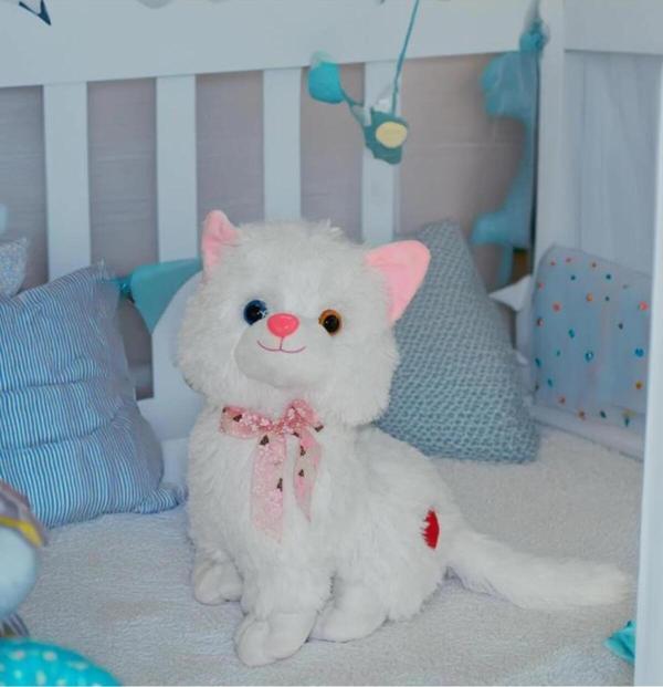 Halley Peluş Sesli Beyaz Miyavlayan Van Kedisi 33 Cm Kedi - Image 1