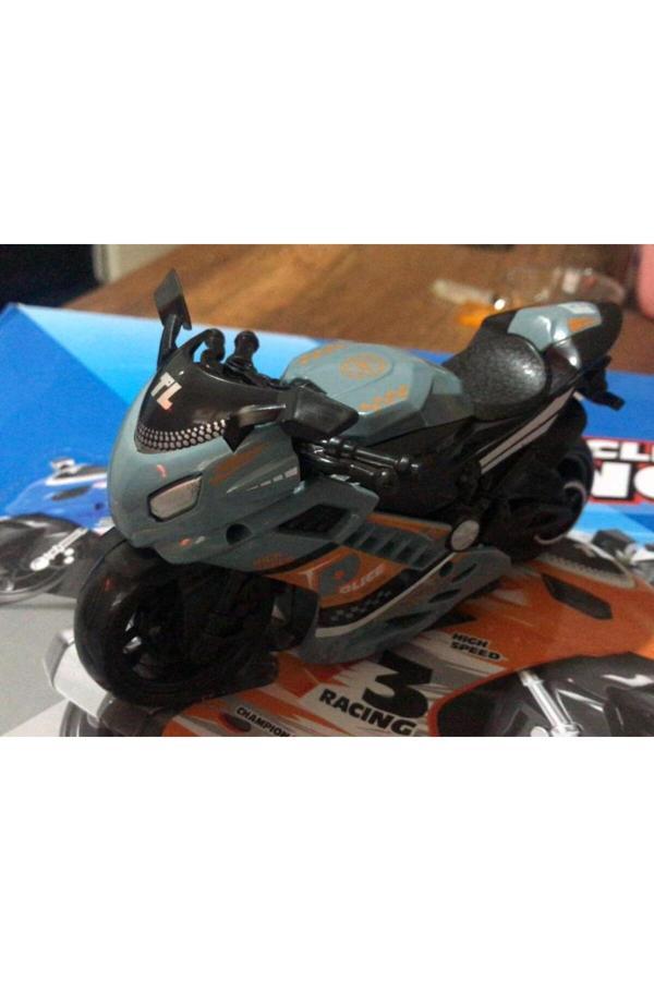 Asya Oyuncak Oyuncak Sürtmeli Polis Motorsikleti 15 Cm Haki Gri Model Motorsiklet - Image 1