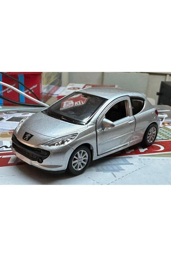 Welly Oyuncak Metal Model Araba 1/36 Çek Bırak Peugeot 207 Gri - Image 1