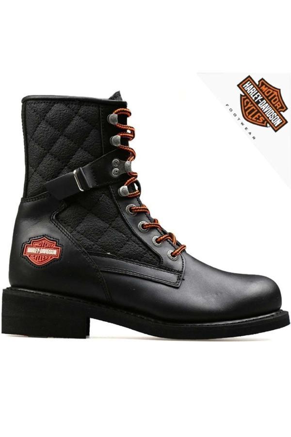 Harley Davidson 025G100078 New Worker Deri Postal Kadın Bot Siyah-Cilt - Image 1